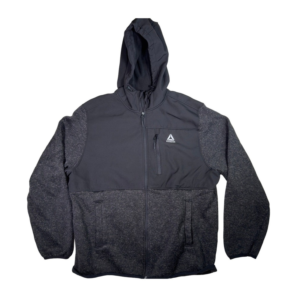 Reebok Mens Full Zip Hoodie Jacket Athletic Heather Gray Size Large